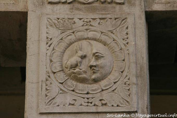 Designed by Sakra Rabbit in the Moon, bas-relief, Temple of the Tooth, Kandy - Sri Lanka Ceylon