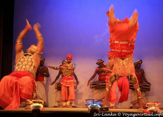 Acrobatic dancers on stage, Kandy - Sri Lanka Ceylon