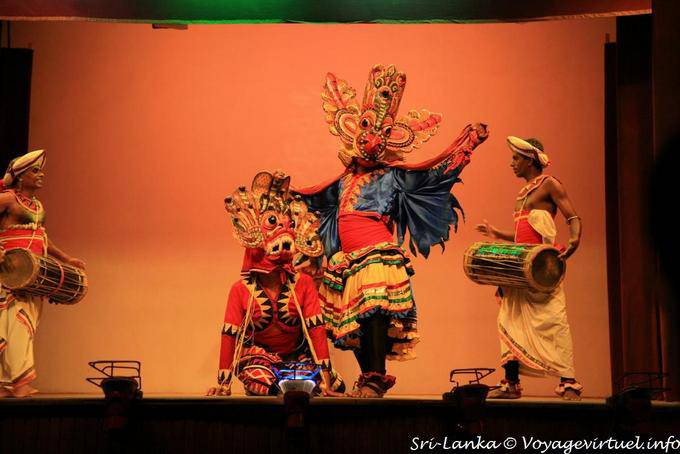 In the story, the dancer bird mask overcame the beast, Kandy - Sri Lanka Ceylon