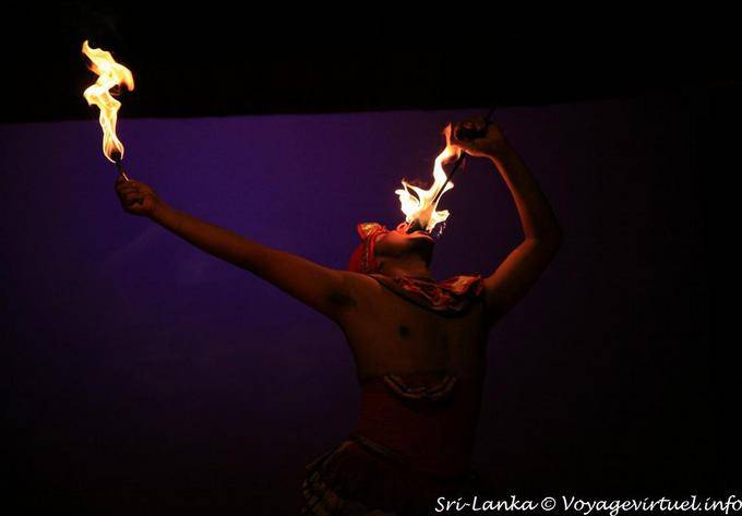 The swallower and fire torches, Kandy - Sri Lanka Ceylon