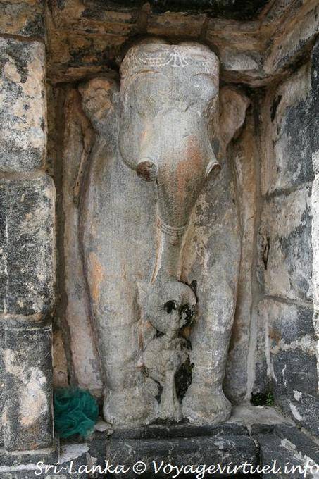 Stone Elephant in support of the dagoba, Gadaladeniya Temple, Kandy - Sri Lanka Ceylon