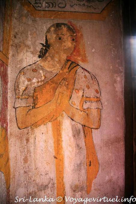 Mural depicting a man clasped hands, Gadaladeniya Temple - Sri Lanka Ceylon