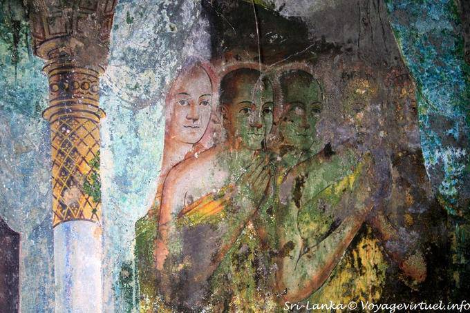 Remains of a fine mural, Sri Gadaladeniya Temple, Kandy - Sri Lanka Ceylon