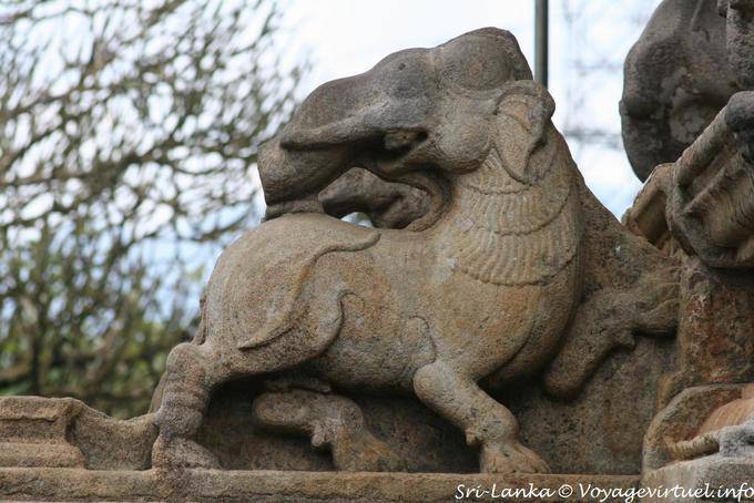 Elephant carved ramp, Gadaladeniya Temple, Kandy - Sri Lanka Ceylon