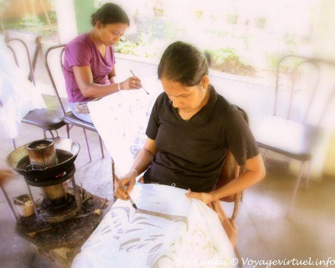 Drawing on the fabric pattern to reproduce, making Batik, Matale - Sri Lanka Ceylon