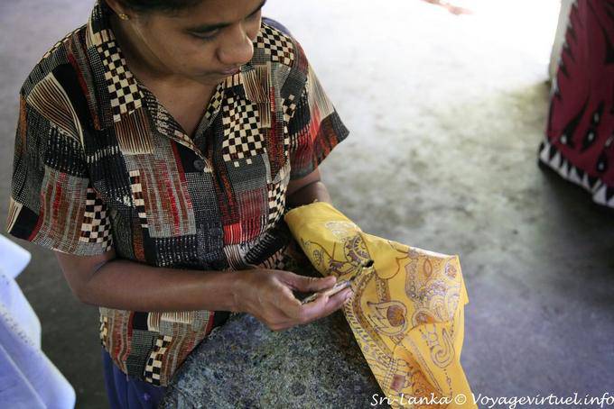 Protection against staining of the tissue by applying hot wax, Matale - Sri Lanka Ceylon