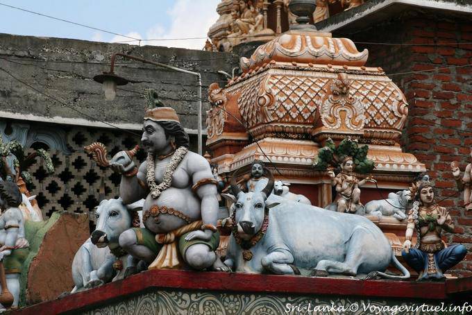 God paunchy and sacred cows, sculptures of Hindu temple Matale - Sri Lanka Ceylon