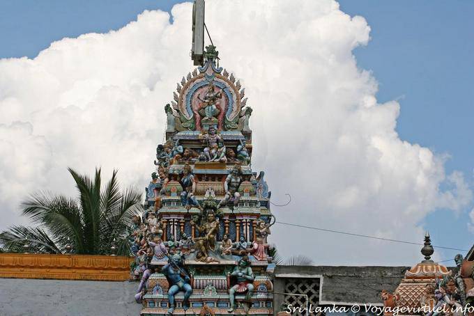 Gopuram tower crowned gods, Sri Muthumariamman Temple, Matale - Sri Lanka Ceylon