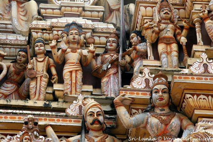 Hindu deities sculptures in South Indian style colorful Dravidian, Matale - Sri Lanka Ceylon