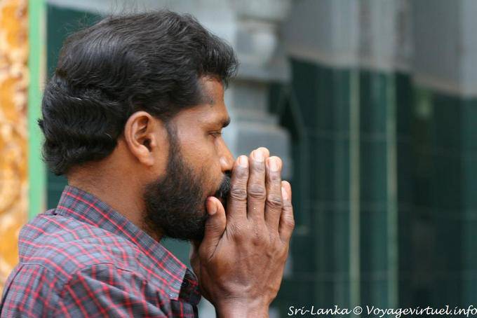 Man of Tamil origin, clasped hands, Muthumariamman Temple, Matale - Sri Lanka Ceylon