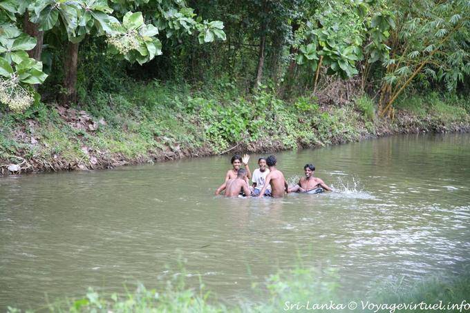 Water games in the River for kids, Hingurakgoda, Medirigiriya road - Sri Lanka Ceylon