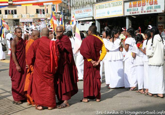 Group of Buddhist monks, Procession Nuwara Eliya - Sri Lanka Ceylon