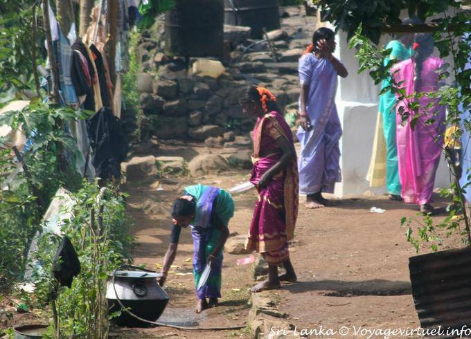 Daily life of tea pickers at rest, PBC Highway - Sri Lanka Ceylon