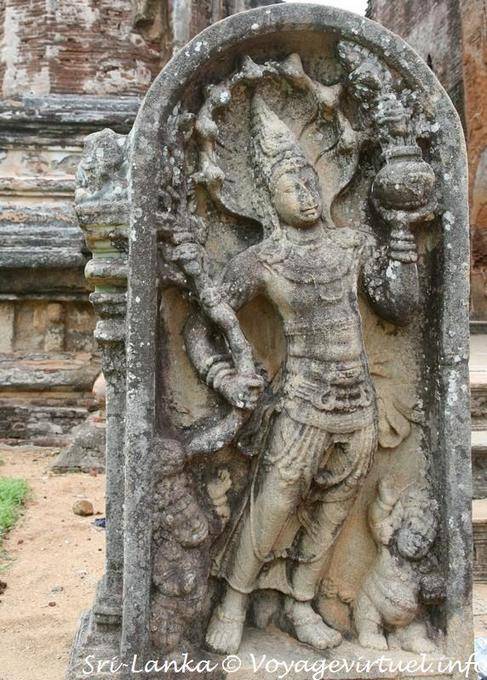 Sculpture nestled at the foot of Lankatileke, Alahana Parivena, Polonnaruwa - Sri Lanka Ceylon