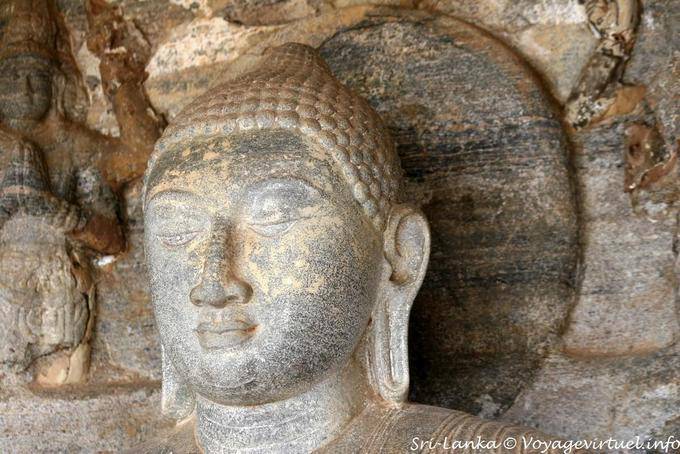 Halo carved behind the head of Buddha Vidyhadhara Guha, Gal Vihara, Polonnaruwa - Sri Lanka Ceylon