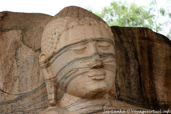 Buddha face with painful expression, Gal Vihara, Polonnaruwa - Sri Lanka Ceylon