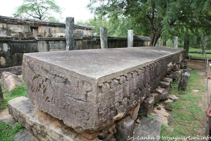 Gal Pota or stone book extolling King Nissanka Malla, Polonnaruwa - Sri Lanka Ceylon