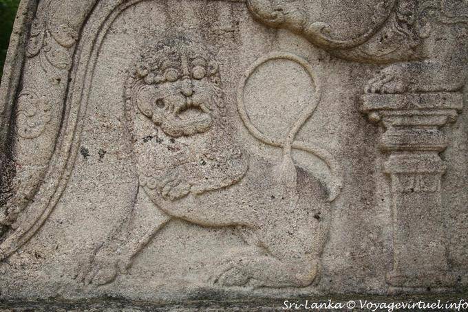 Feline amazement, relief Terrace of the Tooth, Vatadage, Polonnaruwa - Sri Lanka Ceylon