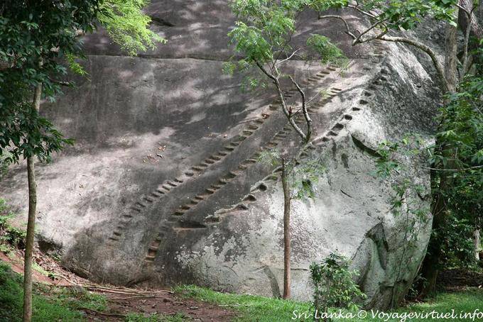 Steps cut into the rock for access to the base of the mountain, Sigiriya - Sri Lanka Ceylon