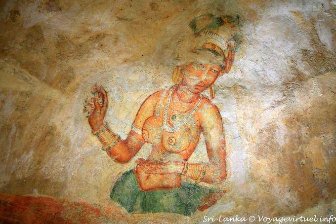 Maybe paint Tara, goddess revered by the Mahayana Buddhists, Sigiriya - Sri Lanka Ceylon