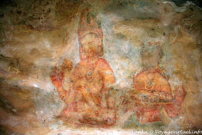 Fresco partially offset the Sigiri wall, Sigiriya - Sri Lanka Ceylon