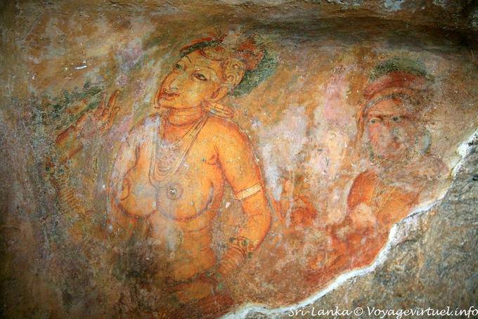 Fragment of painted rock gallery where the ladies of Sigiriya - Sri Lanka Ceylon