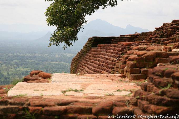 Remains of the walls of the palace red brick Sigiriya - Sri Lanka Ceylon
