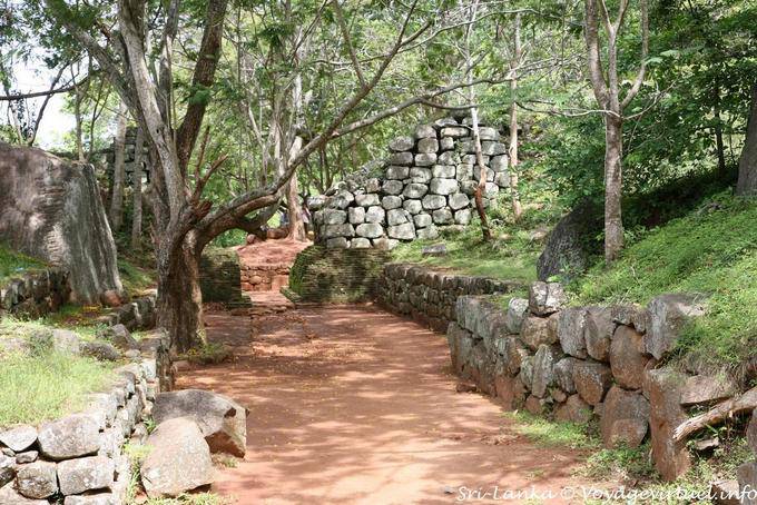 Path and stone wall at the foot of the citadel, Sigiriya - Sri Lanka Ceylon