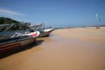 Boats on the beach in Beruwela, Sri Lanka Ceylon.