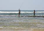 Fishermen in Beruwela waves, Sri Lanka Ceylon.