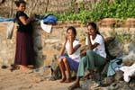 Hilarious Sinhalese family on the beach, Beruwela, Sri Lanka Ceylon.