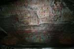 Painted ceiling of the cave Buddhist figures, the Golden Temple of Dambulla, Sri Lanka Ceylon.