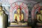 Seated Lord Buddha image at Maharajalena Cave, Golden Rock Temple, Dambulla, Sri Lanka Ceylon.