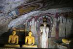 Paints and buddhas, Inside Pacchima Viharaya, Golden Rock Temple, Dambulla, Sri Lanka Ceylon.