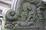 Sculpture on the outside of the ramp of stairs, Temple of the Tooth, Kandy, Sri Lanka Ceylon.