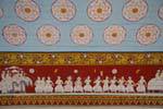 Detail of the frescoes in the Vahalkada Maha, Temple of the Tooth, Kandy, Sri Lanka Ceylon.