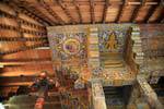 Painted ceiling and architecture of the Temple of the Tooth, Dalada Maligawa, Kandy, Sri Lanka Ceylon.