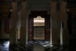 Columns and exit door of the new temple, Dalada Maligawa, Kandy, Sri Lanka Ceylon.