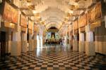 Panorama on the inside of the new temple Dalada, Kandy, Sri Lanka Ceylon.