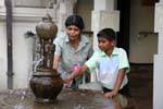 Fountain on the terrace of the Tooth and Royal Palace complex, Kandy, Sri Lanka Ceylon.