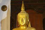 Portrait of golden buddha, Palace of the Tooth Relic, Kandy, Sri Lanka Ceylon.