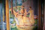 Fragment of fresco life of Gautama, Gadaladeniya Temple, Diggala, Sri Lanka Ceylon.