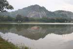 Reflecting the Elephant rock in the lake Kurunegala, Sri Lanka Ceylon.
