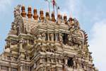 Focus on the top of Kovil Sri Muthumariamman Temple, Matale, Sri Lanka Ceylon.