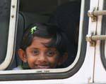 Gamine the bus window, Matale, Sri Lanka Ceylon.
