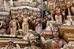 Hindu deities sculptures in South Indian style colorful Dravidian, Matale, Sri Lanka Ceylon.