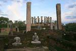 Ruins of brick meditators and Buddhas at the foot of Medirigiriya, Sri Lanka Ceylon.