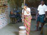 Grinding the coconut pulp pulped old, Nalanda, Sri Lanka Ceylon.