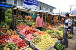 Colorful fruit stalls at the market in Nuwara Eliya, Sri Lanka Ceylon.