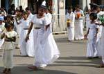 White dress and barefoot procession in Nuwara Eliya,, Sri Lanka Ceylon.